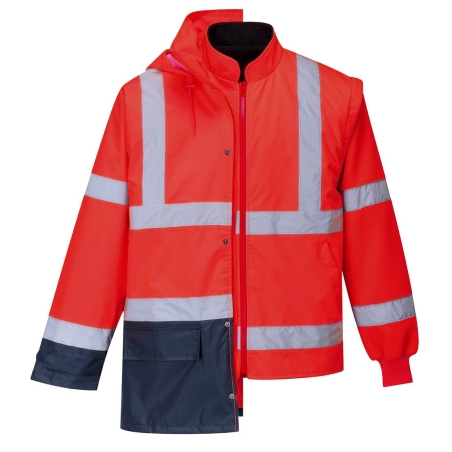 Parka bicolore executive 5-en-1 haute visibilité classe 3 Rouge/marine – Portwest S768