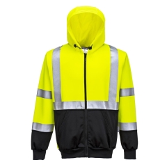 Sweat zippé à capuche haute visibilité bicolore classe 2/3 Jaune/noir – Portwest B315