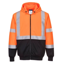Sweat zippé à capuche haute visibilité bicolore classe 2/3 Orange/noir – Portwest B315
