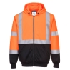 Sweat zippé à capuche haute visibilité bicolore classe 2/3 Orange/noir – Portwest B315