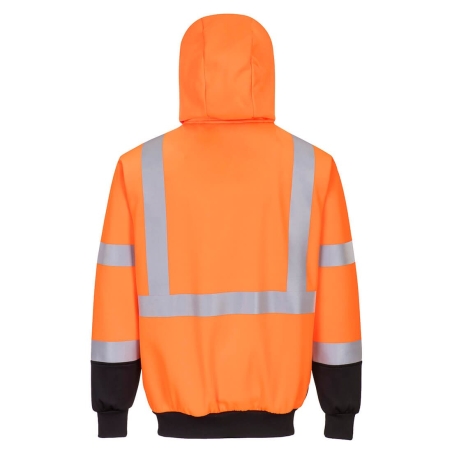 Sweat zippé à capuche haute visibilité bicolore classe 2/3 Orange/noir – Portwest B315