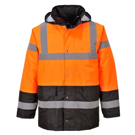 Parka haute visibilité bicolore imperméable classe 3 Orange/noir – Portwest S467