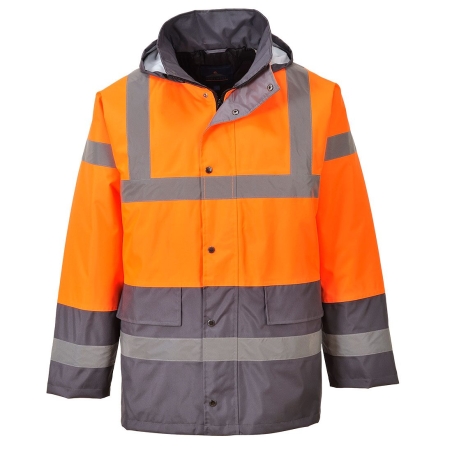 Parka haute visibilité bicolore imperméable classe 3 Orange/gris – Portwest S467