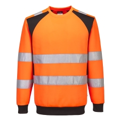 Sweat haute visibilité éco-conçu manches longues WX2 Orange/noir – Portwest CD805