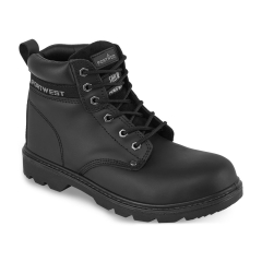 Brodequin de sécurité S3 embout acier cuir pleine fleur hydrofuge Noir – Portwest FW11