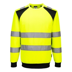 Sweat haute visibilité éco-conçu manches longues WX2 Jaune/noir – Portwest CD805