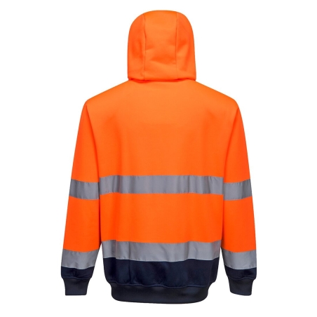 Sweat zippé à capuche haute visibilité bicolore classe 3 Orange/marine – Portwest B317