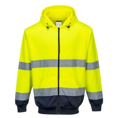 Sweat zippé à capuche haute visibilité bicolore classe 3 Jaune/marine – Portwest B317