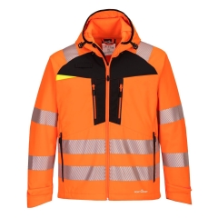 Veste softshell haute visibilité classe 3 à capuche Orange/noir – Portwest DX475