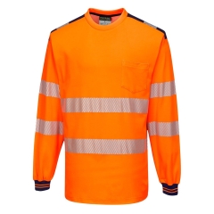 T-shirt haute visibilité manches longues coton classe 3 Orange/marine – Portwest T185