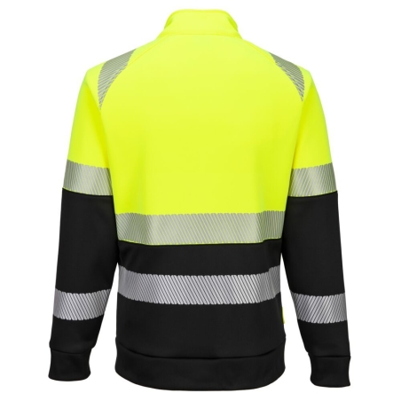 Sweat-shirt zippé haute visibilité classe 1 col montant polaire Jaune/noir – Portwest DX490