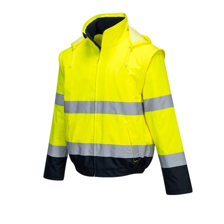 Blouson haute visibilité 2-en-1 doublé polaire classe 3 Jaune/marine – Portwest C464
