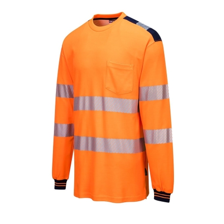T-shirt haute visibilité manches longues coton classe 3 Orange/marine – Portwest T185