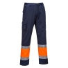 Pantalon combat haute visibilité bicolore classe 1 Orange/marine – Portwest E049
