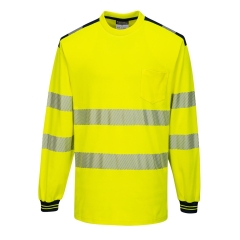 T-shirt haute visibilité manches longues coton classe 3 Jaune/noir – Portwest T185