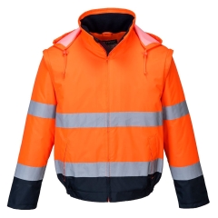Blouson haute visibilité 2-en-1 doublé polaire classe 3 Orange/marine – Portwest C464