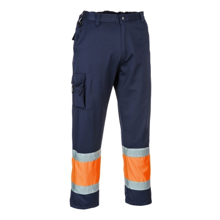Pantalon combat haute visibilité bicolore classe 1 Orange/marine – Portwest E049