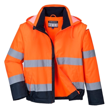 Blouson haute visibilité 2-en-1 doublé polaire classe 3 Orange/marine – Portwest C464
