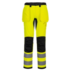 Pantalon holster haute visibilité stretch 4 directions WX2 Jaune/noir – Portwest CD889