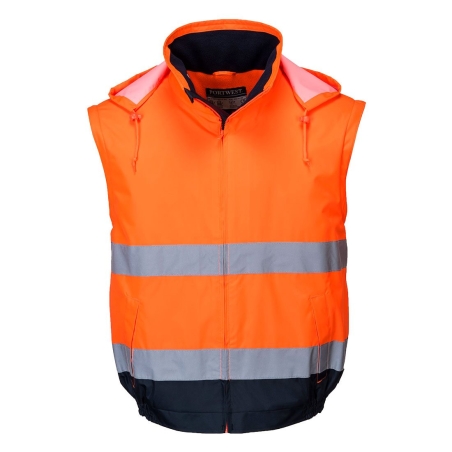 Blouson haute visibilité 2-en-1 doublé polaire classe 3 Orange/marine – Portwest C464