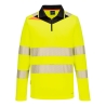 Polo manches longues haute visibilité classe 2 Jaune/noir – Portwest DX419
