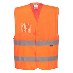 Gilet haute visibilité semi-maille respirant avec porte badge Orange – Portwest C494