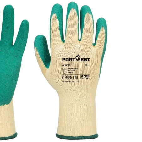 Gant enduit latex résistant abrasion et perforation Vert – Portwest A100