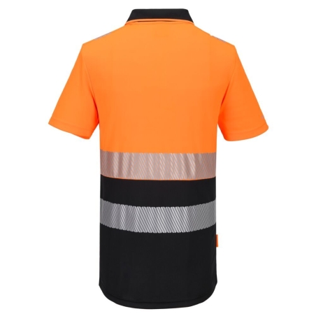 Polo haute visibilité zippé coupe active classe 1 Orange/noir – Portwest DX435