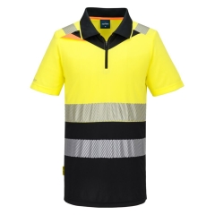Polo haute visibilité zippé coupe active classe 1 Jaune/noir – Portwest DX435