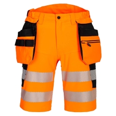 Bermuda holster haute visibilité stretch 4X poches flottantes Orange/noir – Portwest DX446