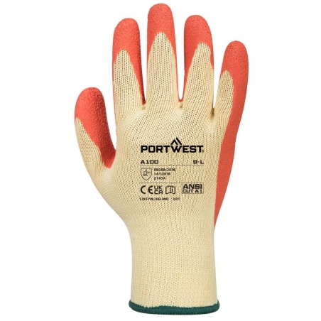 Gant enduit latex résistant abrasion et perforation Orange – Portwest A100