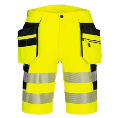 Bermuda holster haute visibilité stretch 4X poches flottantes Jaune/noir – Portwest DX446