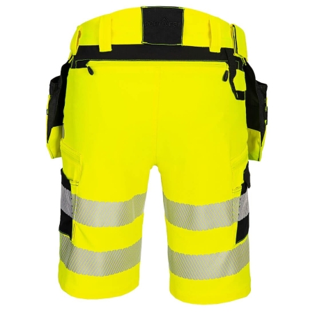 Bermuda holster haute visibilité stretch 4X poches flottantes Jaune/noir – Portwest DX446