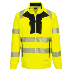 Sweat zippé col cheminée haute visibilité classe 2/3 Jaune/noir – Portwest DX477