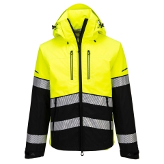 Veste imperméable respirante haute visibilité capuche classe 2 Jaune/noir – Portwest EV465