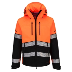 Veste imperméable respirante haute visibilité capuche classe 2 Orange/noir – Portwest EV465