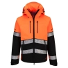 Veste imperméable respirante haute visibilité capuche classe 2 Orange/noir – Portwest EV465