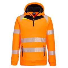 Sweat à capuche haute visibilité 1/4 zip classe 2/3 Orange/noir – Portwest DX482