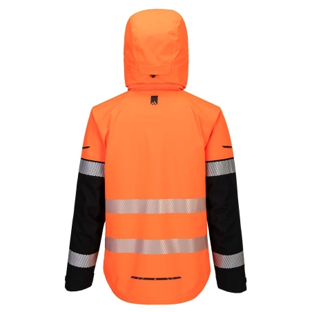 Veste imperméable respirante haute visibilité capuche classe 2 Orange/noir – Portwest EV465