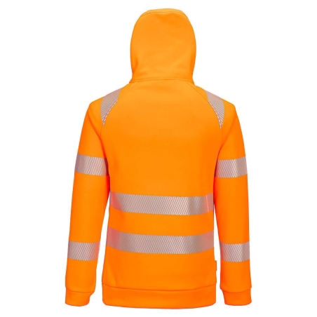 Sweat à capuche haute visibilité 1/4 zip classe 2/3 Orange/noir – Portwest DX482
