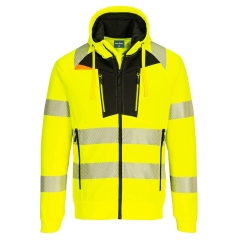 Sweat à capuche zippé haute visibilité classe 2/3 Jaune/noir – Portwest DX484
