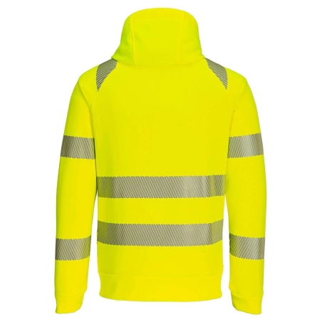 Sweat à capuche zippé haute visibilité classe 2/3 Jaune/noir – Portwest DX484