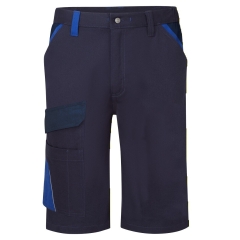 Bermuda de travail bicolore 100% coton multipoches Marine/royal – Portwest CD114