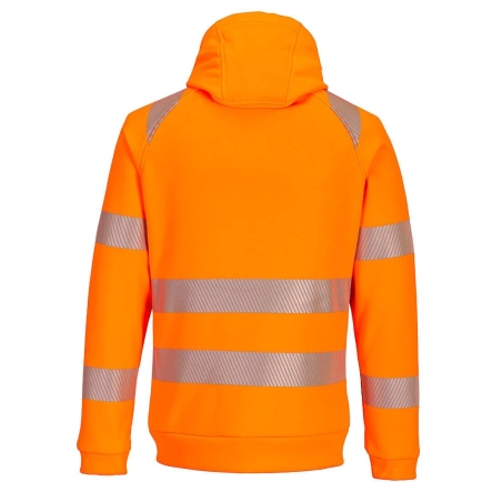 Sweat à capuche zippé haute visibilité classe 2/3 Orange/noir – Portwest DX484