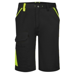 Bermuda de travail bicolore 100% coton multipoches Noir/jaune – Portwest CD114