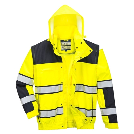 Blouson haute visibilité 3 en 1 modulable toutes saisons Jaune/noir – Portwest C466