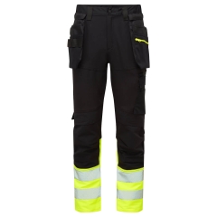 Pantalon artisan haute visibilité classe 1 poches flottantes amovibles Jaune/noir – Portwest DX457