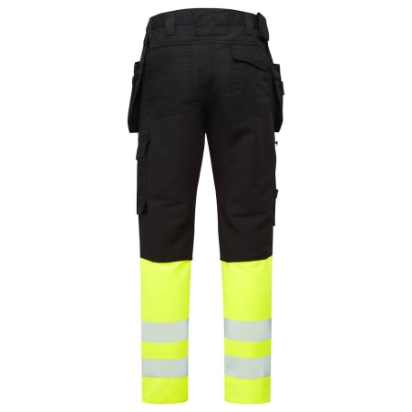 Pantalon artisan haute visibilité classe 1 poches flottantes amovibles Jaune/noir – Portwest DX457