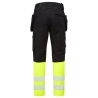 Pantalon artisan haute visibilité classe 1 poches flottantes amovibles Jaune/noir – Portwest DX457