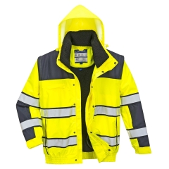 Blouson haute visibilité 3 en 1 modulable toutes saisons Jaune/marine – Portwest C466